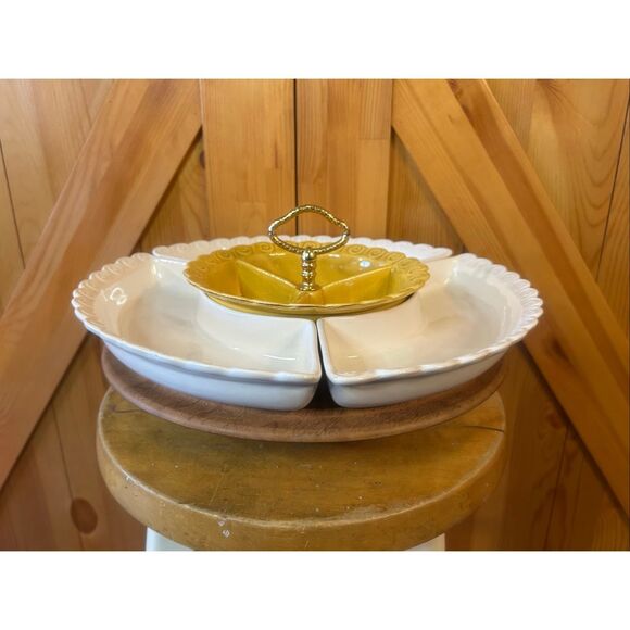 Vtg California Pottery 5 Piece Dip Set turntable Collectible Decor (5612) - Picture 2 of 16